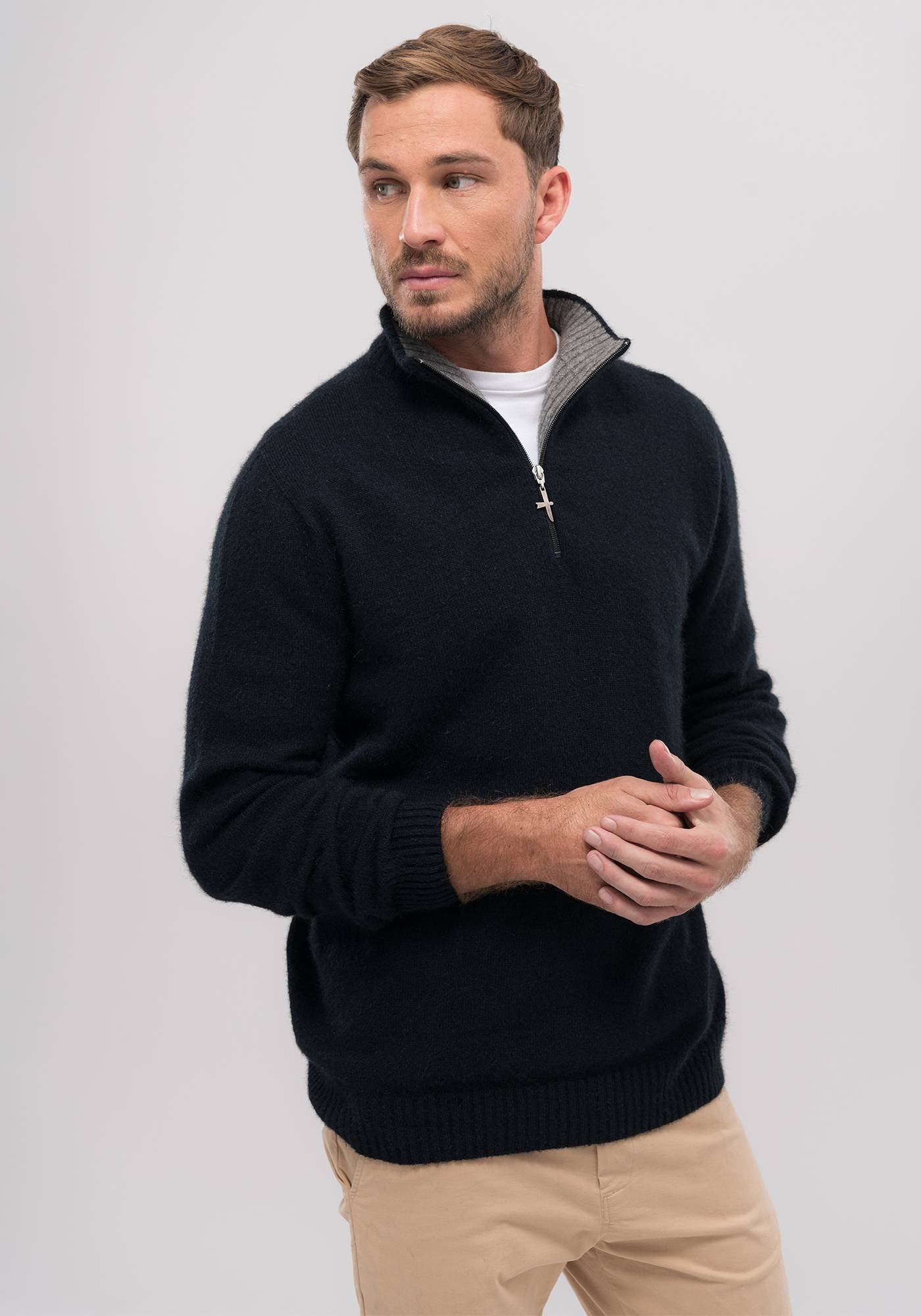 Cassum Half Zip Sweater: Luxury Cassum™ Blend | Merino, Possum